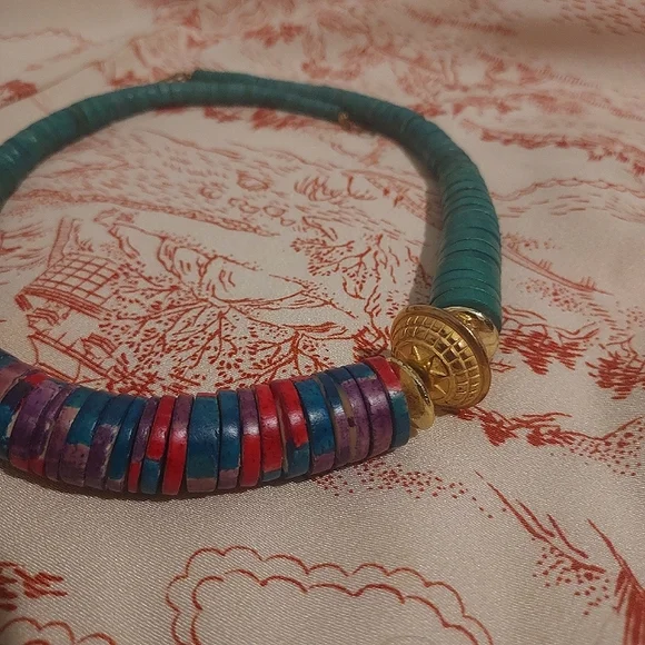 Vintage slinky beaded colorful wood rope necklace - Picture 4 of 6